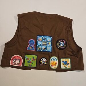 VTG 1990s Girl Scouts USA Brownie‎ Vest M 10-12 Patch Loaded Lone Star Council